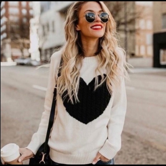 Ye MAK Sweaters - WOMENS LONG SLEEVE PULLOVER HEART SWEATER …